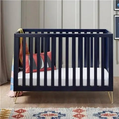 Babymore Kimi Midnight Blue Cot bed - Gold Hair Pin Legs