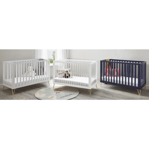 Babymore Kimi White Cot bed - Gold Hair Pin Legs  Babymore   