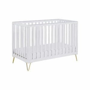 Babymore Kimi White Cot bed - Gold Hair Pin Legs Babymore