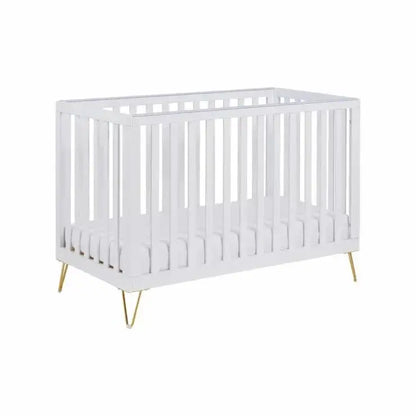 Babymore Kimi White Cot bed - Gold Hair Pin Legs Babymore