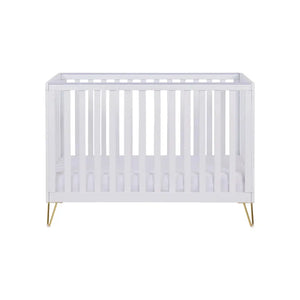 Babymore Kimi White Cot bed - Gold Hair Pin Legs Babymore