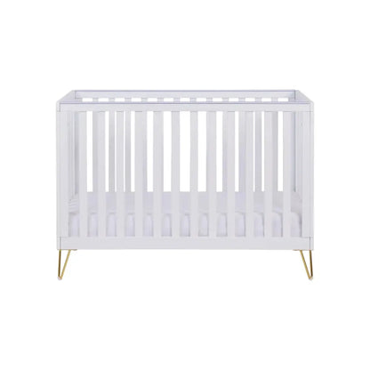 Babymore Kimi White Cot bed - Gold Hair Pin Legs Babymore