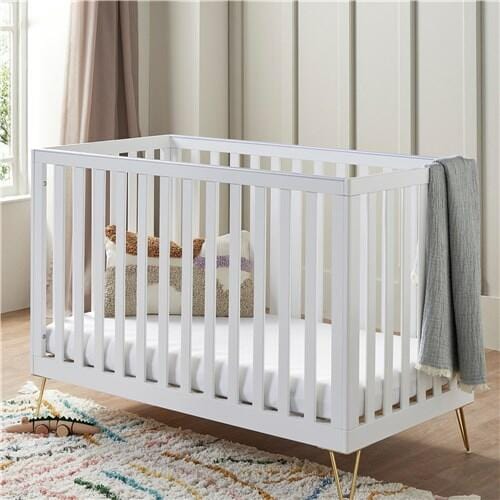 Babymore Kimi White Cot bed - Gold Hair Pin Legs  Babymore   