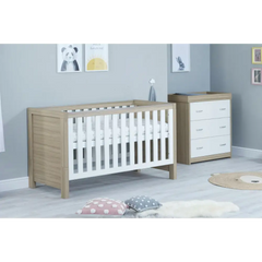 Babymore Luno 2 Piece Nursery Room Set - Oak White