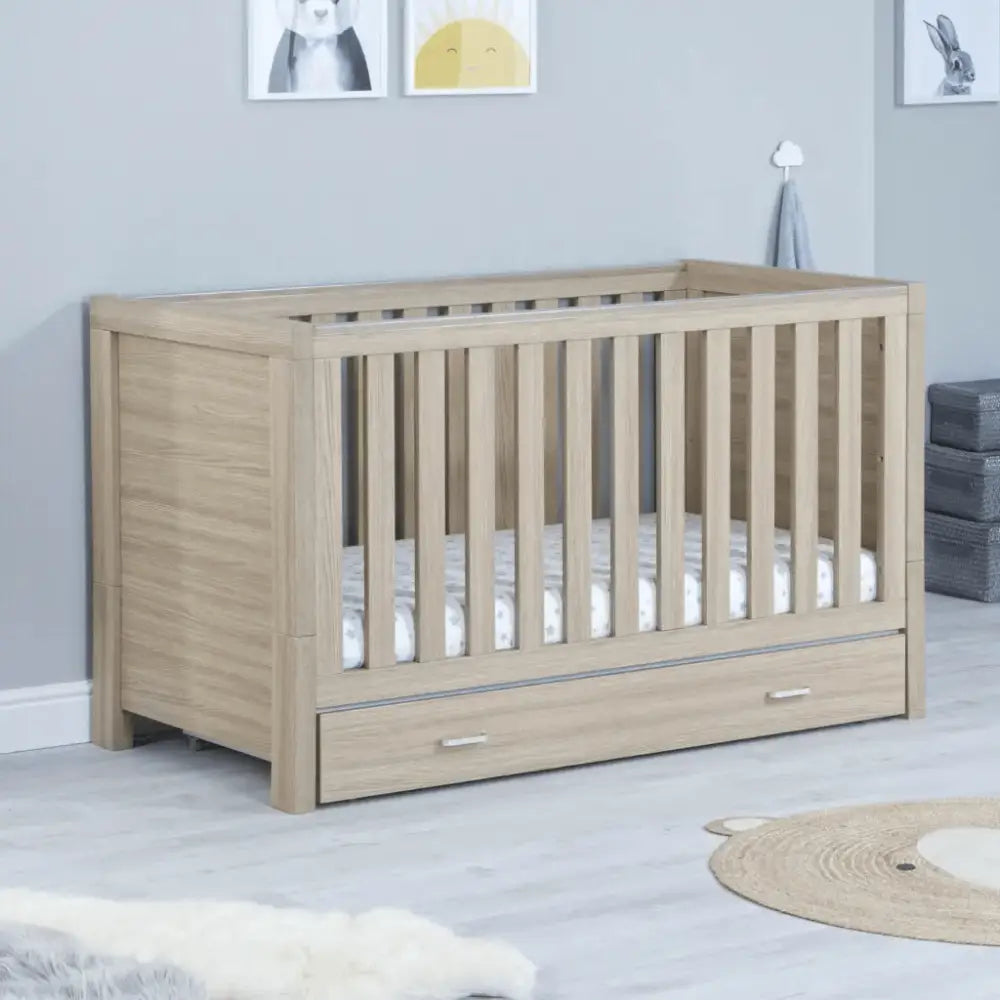 Babymore Luno 2 Piece Nursery Room Set with Underbed Drawer - Oak  Babymore   