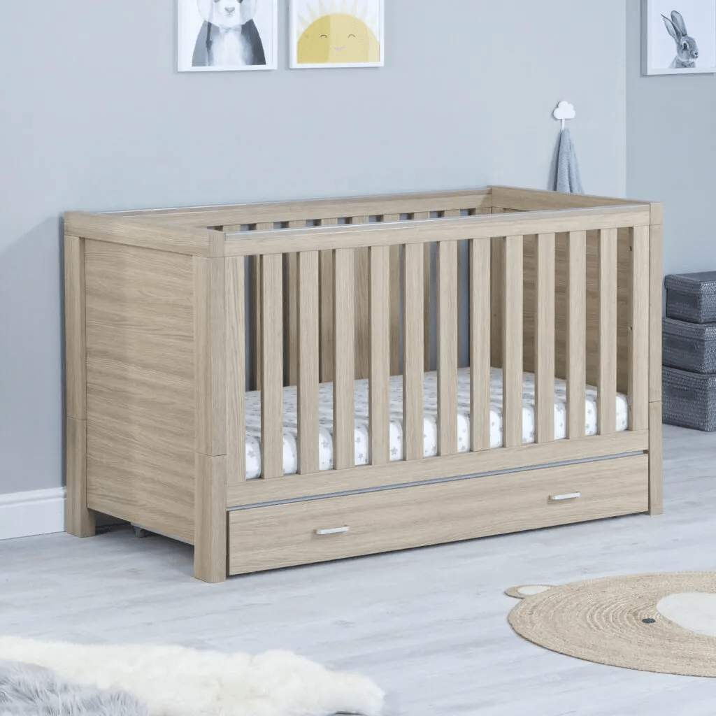 Babymore Luno 2 Piece Nursery Room Set with Underbed Drawer - Oak  Babymore   