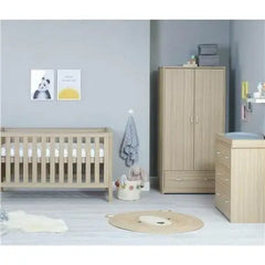 Babymore Luno 3 Piece Nursery Room Set - Oak