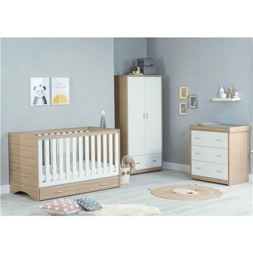 Babymore Luno 3 Piece Nursery Room Set Oak White  Babymore   