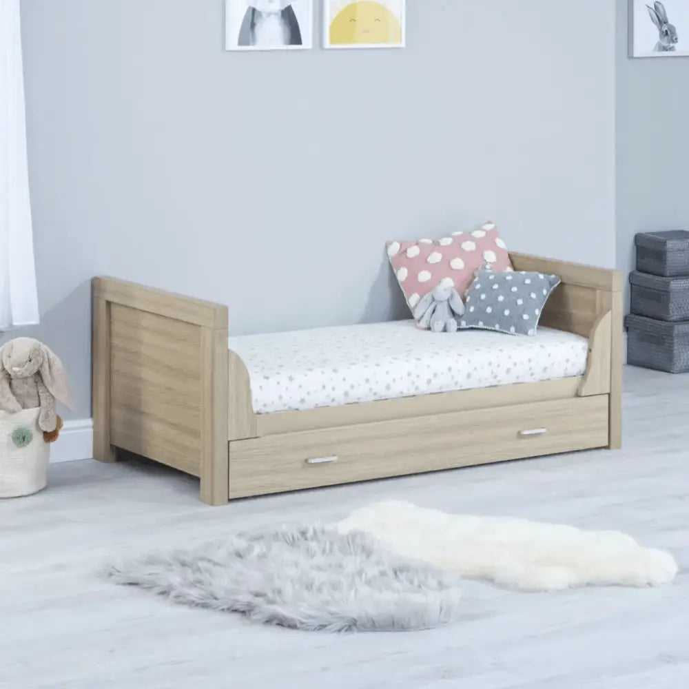 Babymore Luno 3 Piece Nursery Room Set With Under Bed Drawer- Oak White  Babymore   