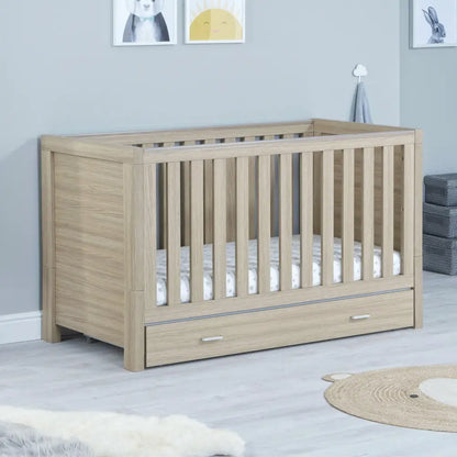 Babymore Luno Oak Cot Bed with Drawer  Babymore   