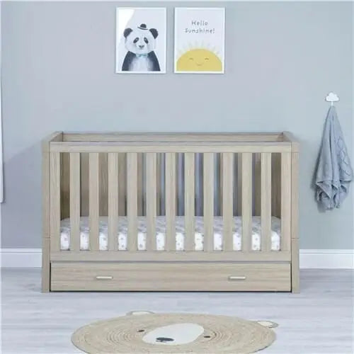 Babymore Luno Oak Cot Bed with Drawer  Babymore   