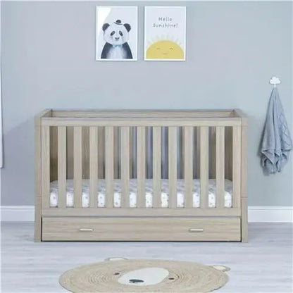 Babymore Luno Oak Cot Bed with Drawer  Babymore   