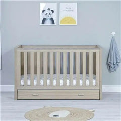 Babymore Luno Oak Cot Bed with Drawer