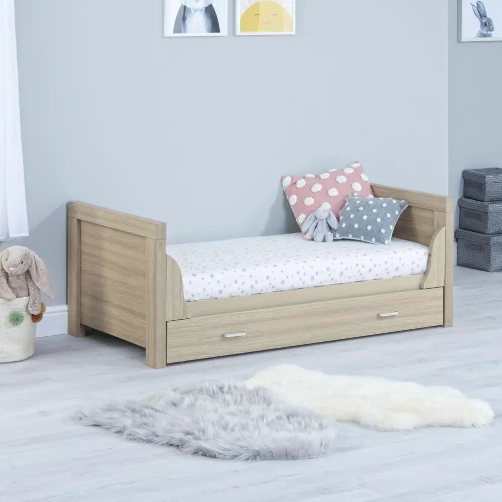 Babymore Luno Oak Cot Bed with Drawer  Babymore   