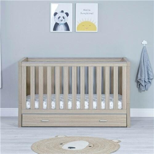 Babymore Luno Oak Cot Bed with Drawer  Babymore   