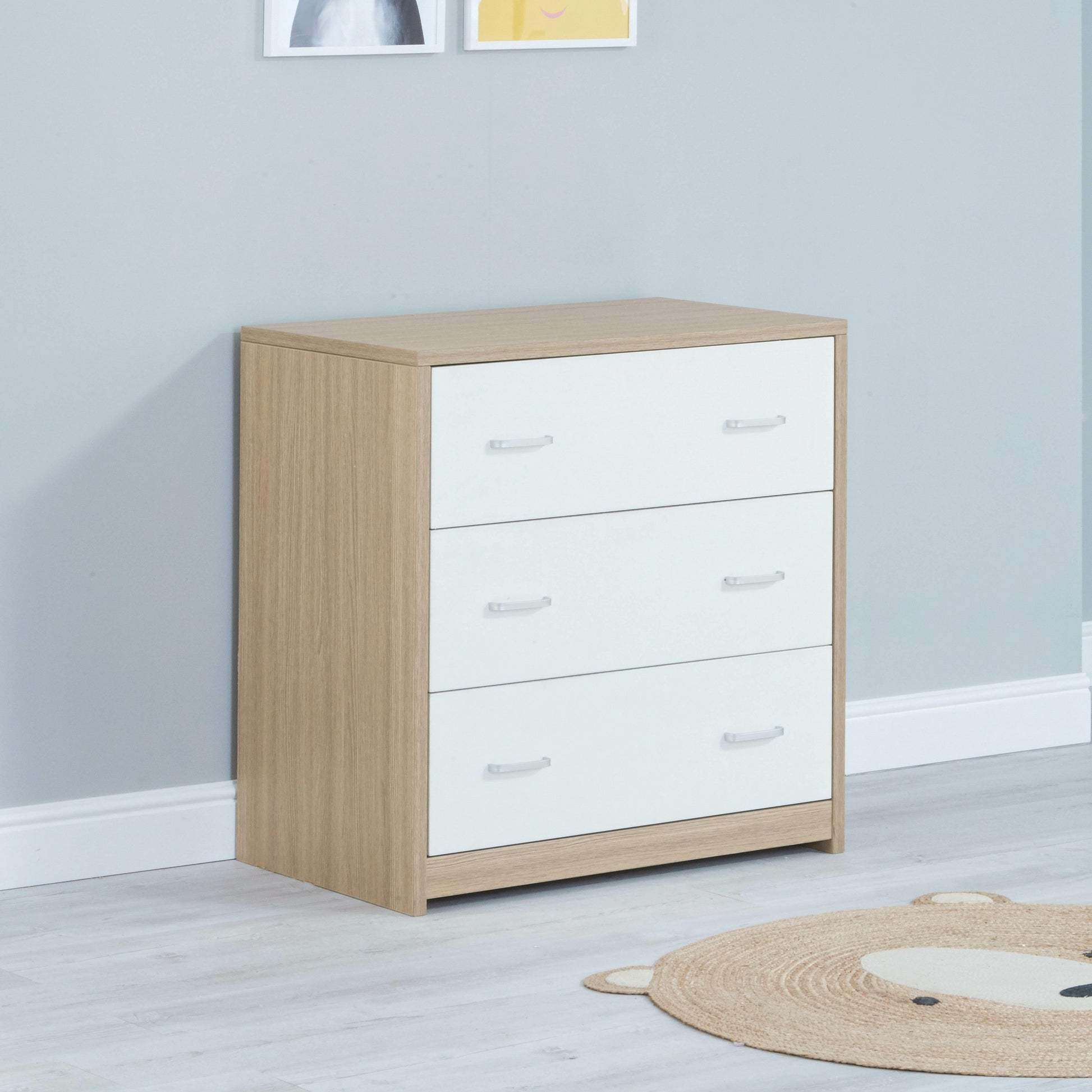 BabyMore Luno Veni Chest Of Drawers With Changing Top - Oak and White  Babymore   