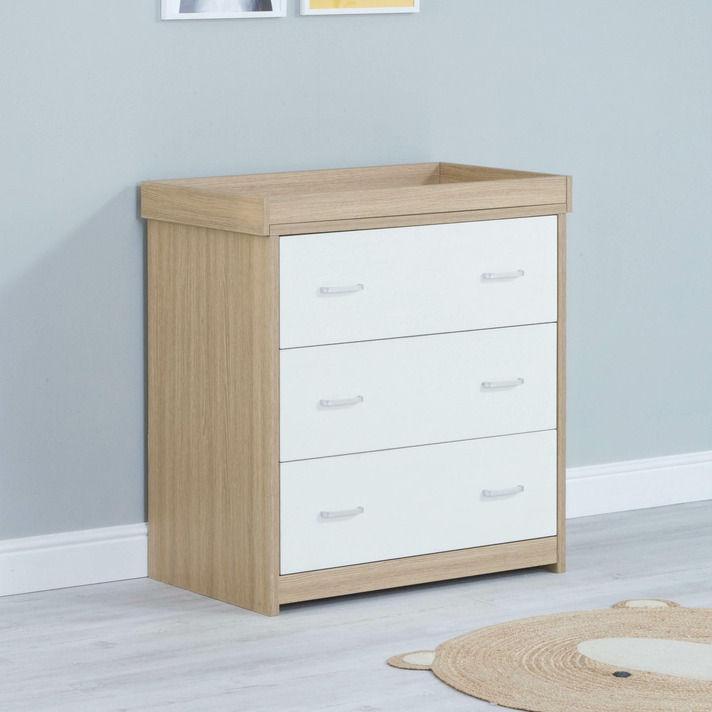 BabyMore Luno Veni Chest Of Drawers With Changing Top - Oak and White  Babymore   