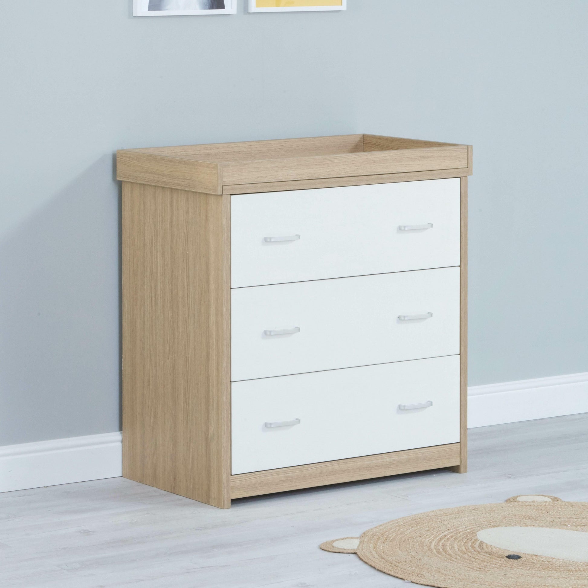 BabyMore Luno Veni Chest Of Drawers With Changing Top - Oak and White  Babymore   