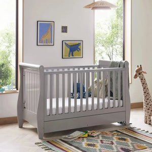Babymore Stella Grey Cot Bed - Dropside Babymore