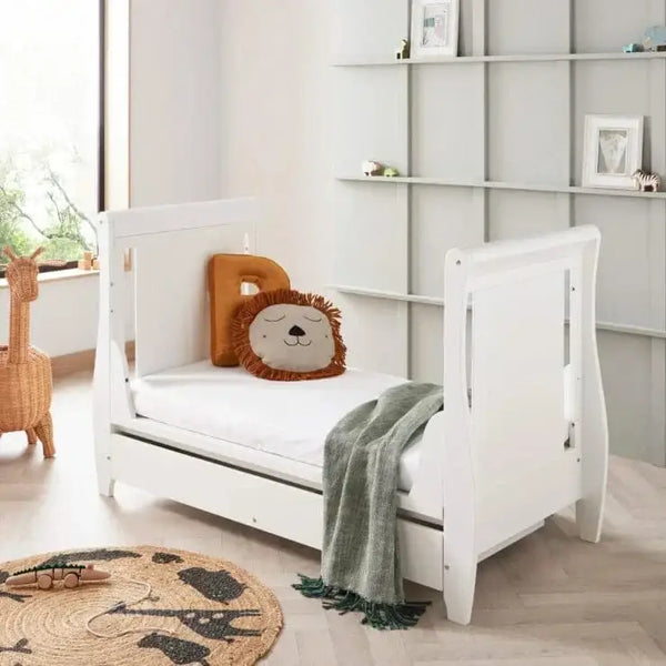 Babymore Stella White Cot Bed - Dropside Babymore