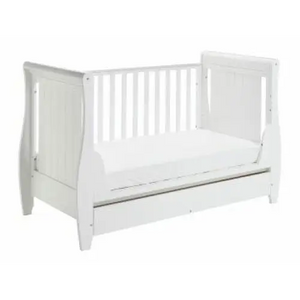 Babymore Stella White Cot Bed - Dropside  Babymore   