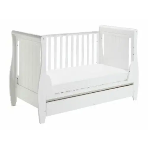 Babymore Stella White Cot Bed - Dropside  Babymore   