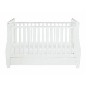 Babymore Stella White Cot Bed - Dropside  Babymore   