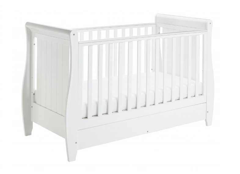 Babymore Stella White Cot Bed - Dropside  Babymore   