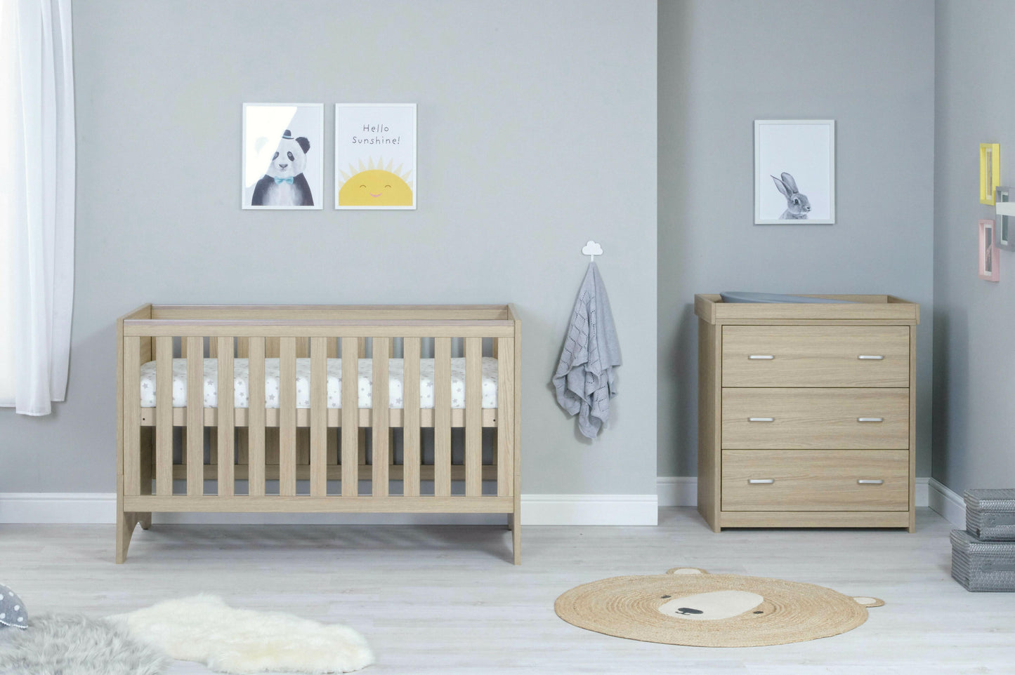 Babymore Veni 2 Piece Nursery Room Set - Oak  Babymore   