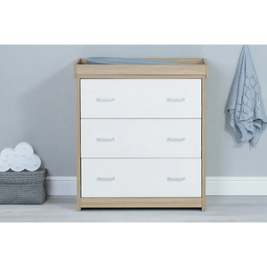 Babymore Veni 2 Piece Nursery Room Set with Drawer - Oak White Babymore