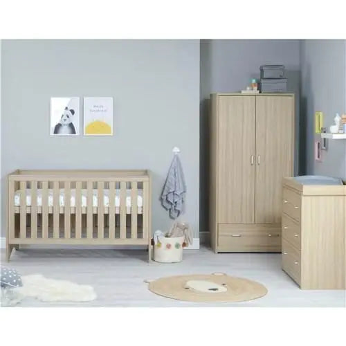 Babymore Veni 3 Piece Nursery Room Set - Oak Babymore