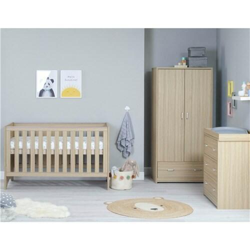 Babymore Babymore Veni 3 Piece Nursery Room Set - Oak