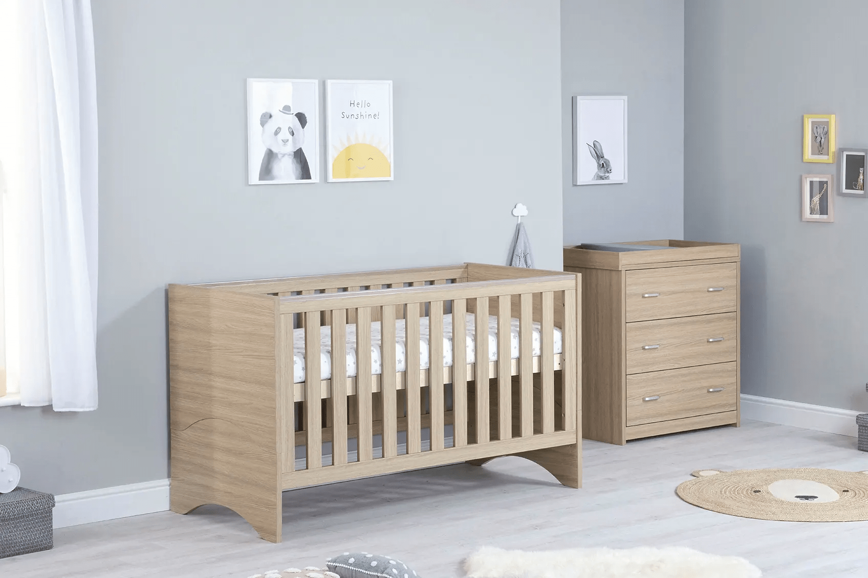 Babymore Veni 3 Piece Nursery Room Set - Oak  Babymore   