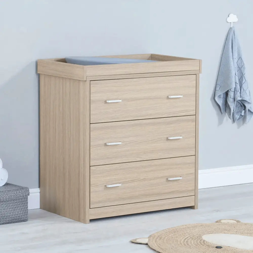 Babymore Veni 3 Piece Nursery Room Set with Drawer - Oak Babymore