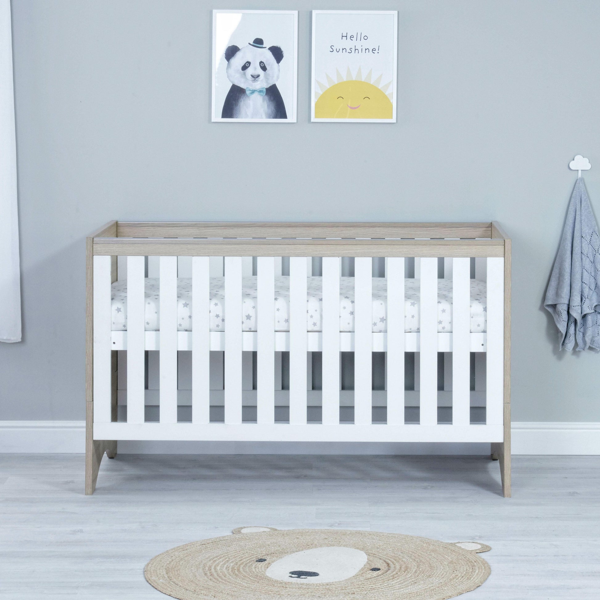 Babymore Veni White Oak Cot Bed with Drawer  Babymore   