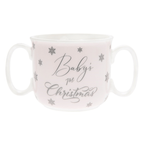 Baby's First Christmas Twin Handle Cup - Pink