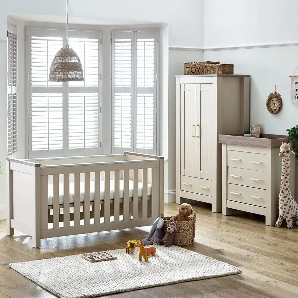 BabyStyle Bordeaux Oatmeal 3 Piece Nursery Furniture Room Set + Free Sprung Mattress BabyStyle