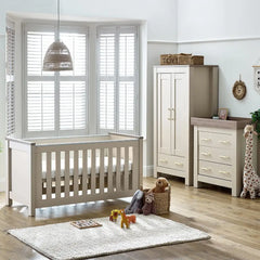 BabyStyle Bordeaux Oatmeal 3 Piece Nursery Furniture Room Set + Free Sprung Mattress