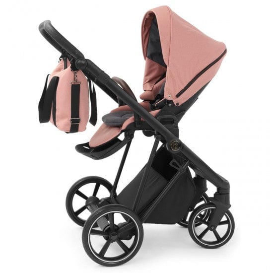 Babystyle Prestige Vogue Coral 2 in 1 Pram Package  BabyStyle Active Black Chassis Brown Leather Handle  