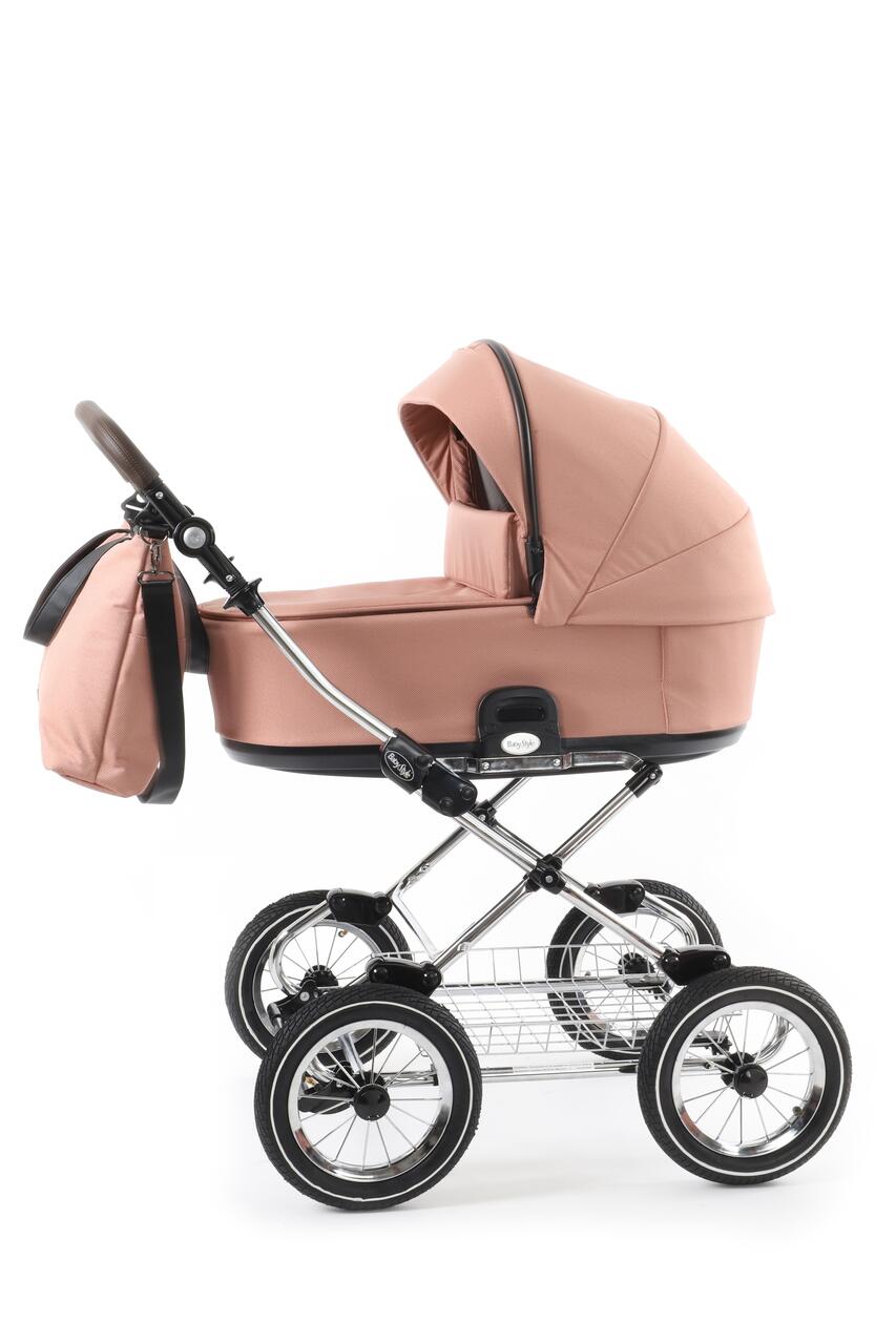 Babystyle Prestige Vogue Coral 2 in 1 Pram Package  BabyStyle Classic Chrome Chassis with Brown Handle  