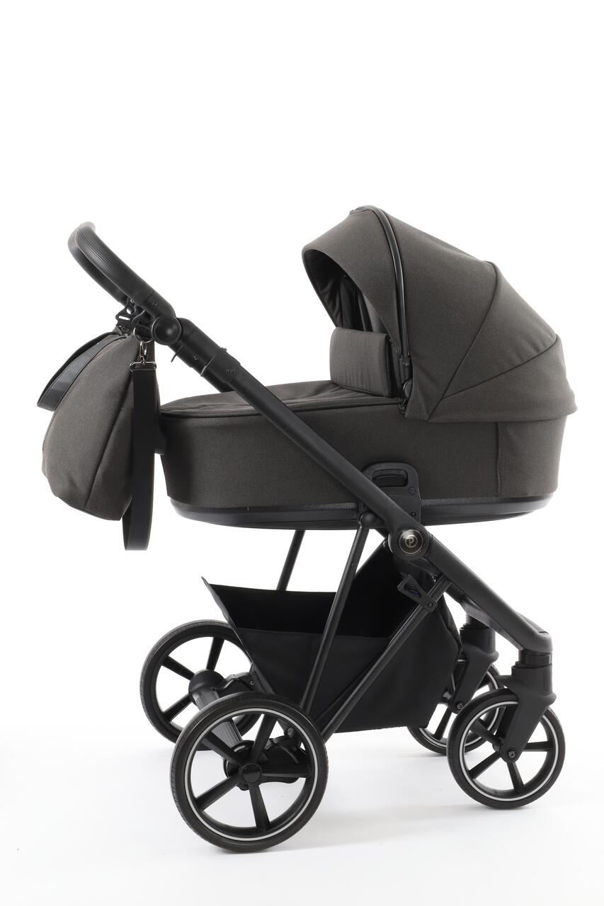 Babystyle Prestige Vogue Earth 3 in 1 Travel System With Car Seat  BabyStyle Active Black Chassis Brown Leather Handle  