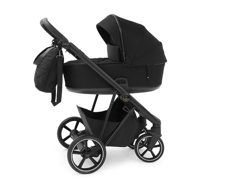 Babystyle Prestige Vogue Ebony 3 in 1 Travel System With Car Seat  BabyStyle Active Black Chassis Black Leather Handle  