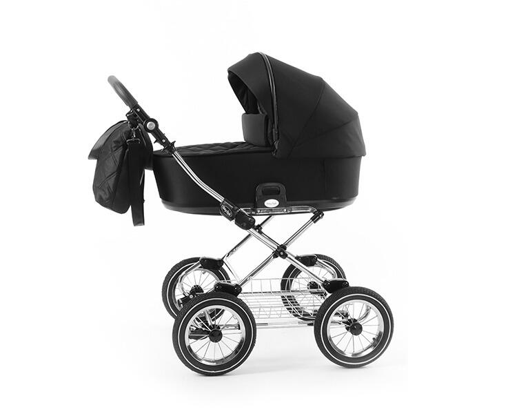 Babystyle Prestige Vogue Ebony 3 in 1 Travel System With Car Seat  BabyStyle Classic Chrome Chassis with Black Handle  