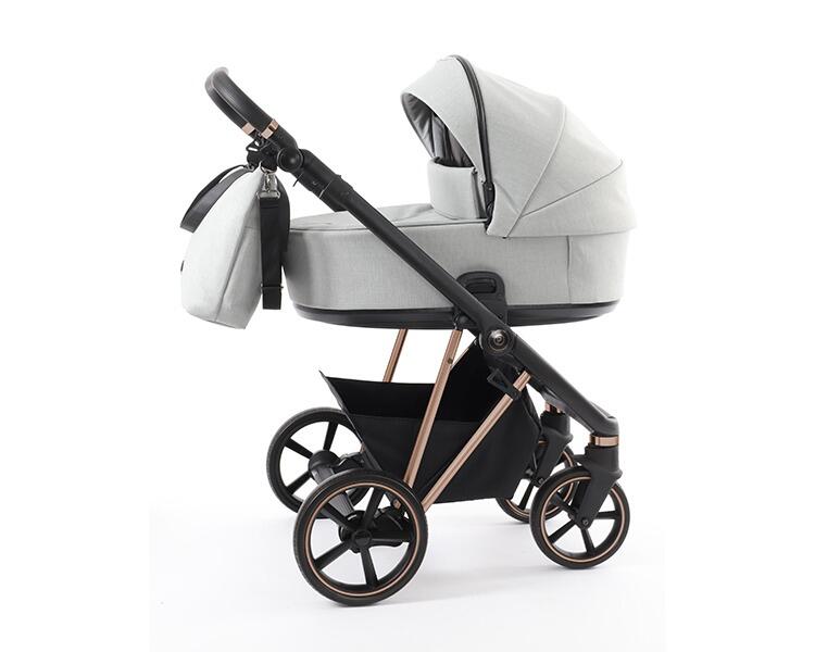 Babystyle Prestige Vogue Flint 2 in 1 Pram Package  BabyStyle Active Black Gold Chassis Black Leather Handle  