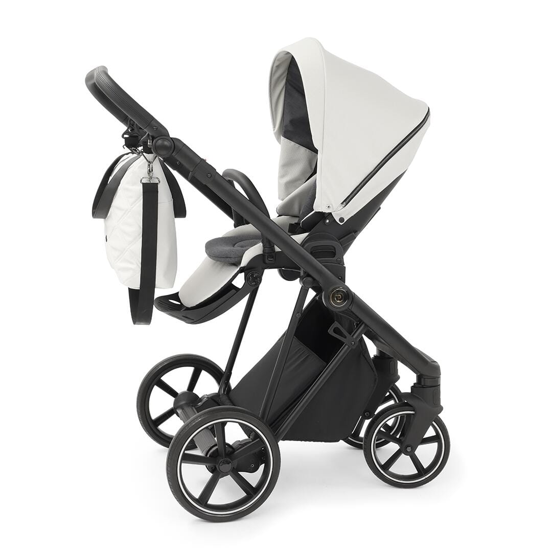 Babystyle Prestige Vogue Ivory 2 in 1 Pram Package  BabyStyle Active Black Chassis Black Leather Handle  