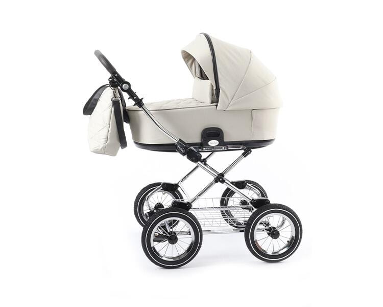 Babystyle Prestige Vogue Ivory 2 in 1 Pram Package  BabyStyle Classic Chrome Chassis with Black Handle  