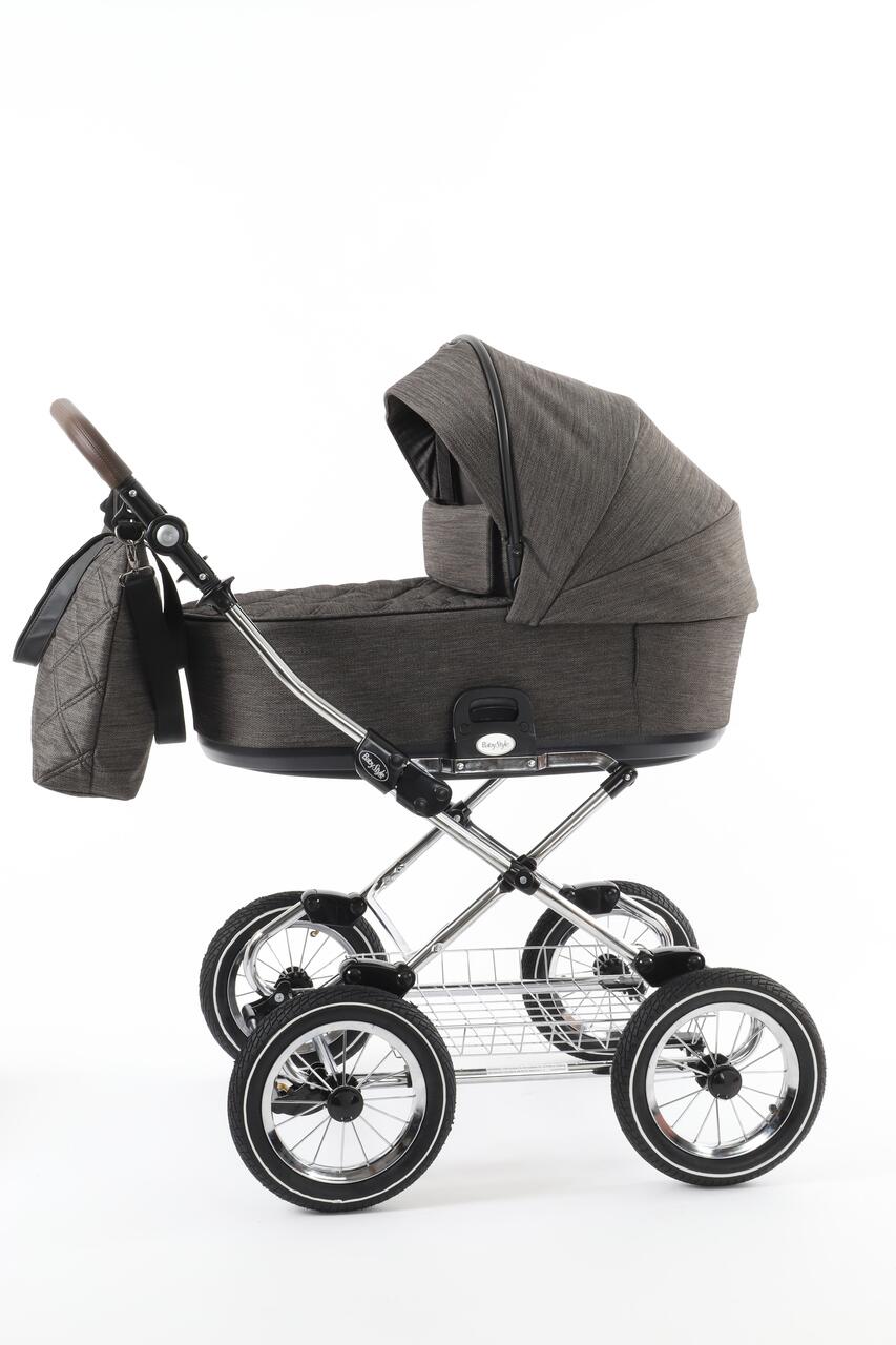 Babystyle Prestige Vogue Mountain 2 in 1 Pram Package  BabyStyle Classic Chrome Chassis with Brown Handle  