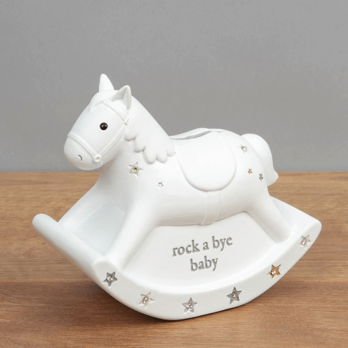 Bambino White Rocking Horse Money Box  Bambino's   