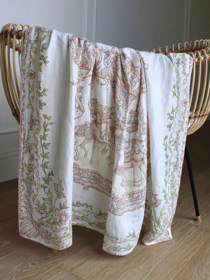 Enchanted Carousel Organic Cotton Muslin Blanket