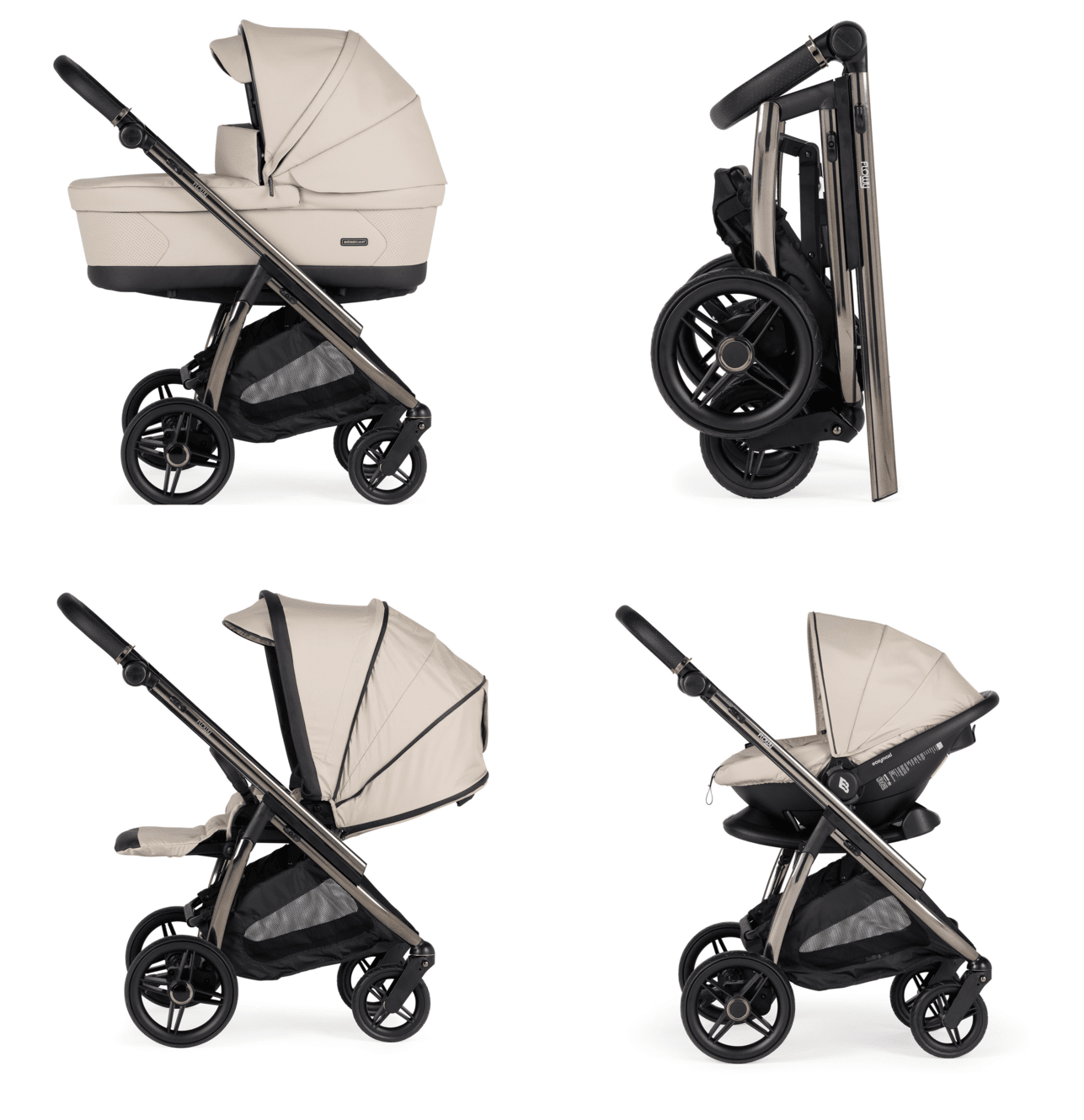 Bebecar Flowy 3 in 1 Travel System - Beige  Bebecar   